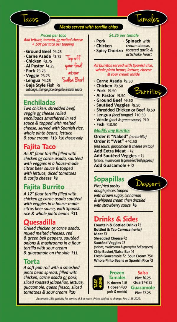 menu
